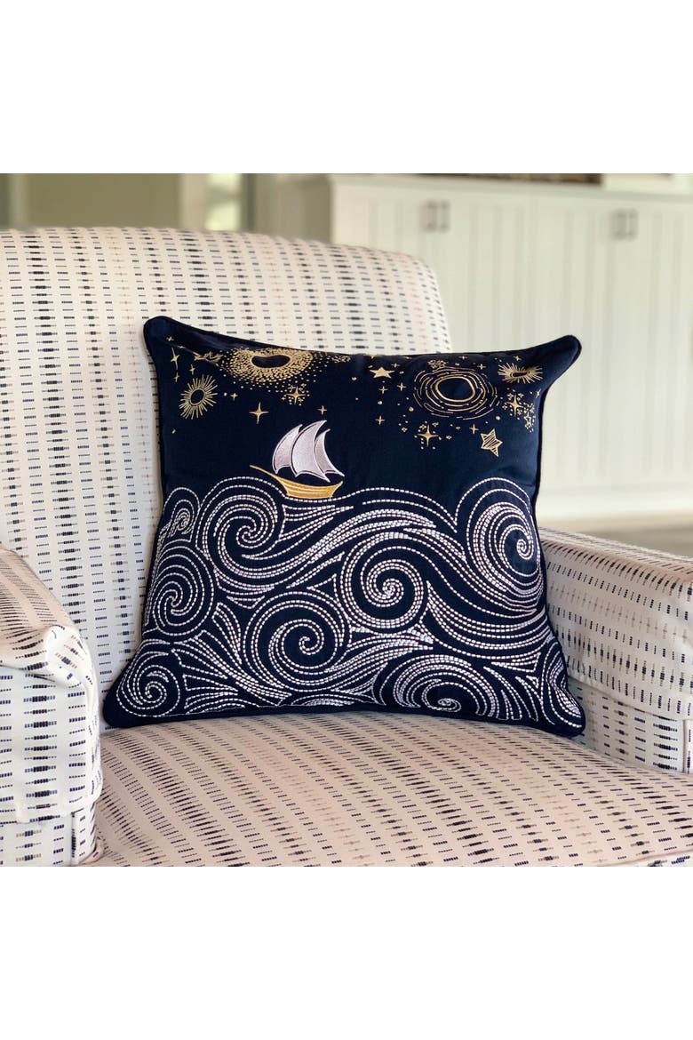 Cape Series Stormy Seas Indoor/Outdoor Accent Pillow, Alternate, color, Blue