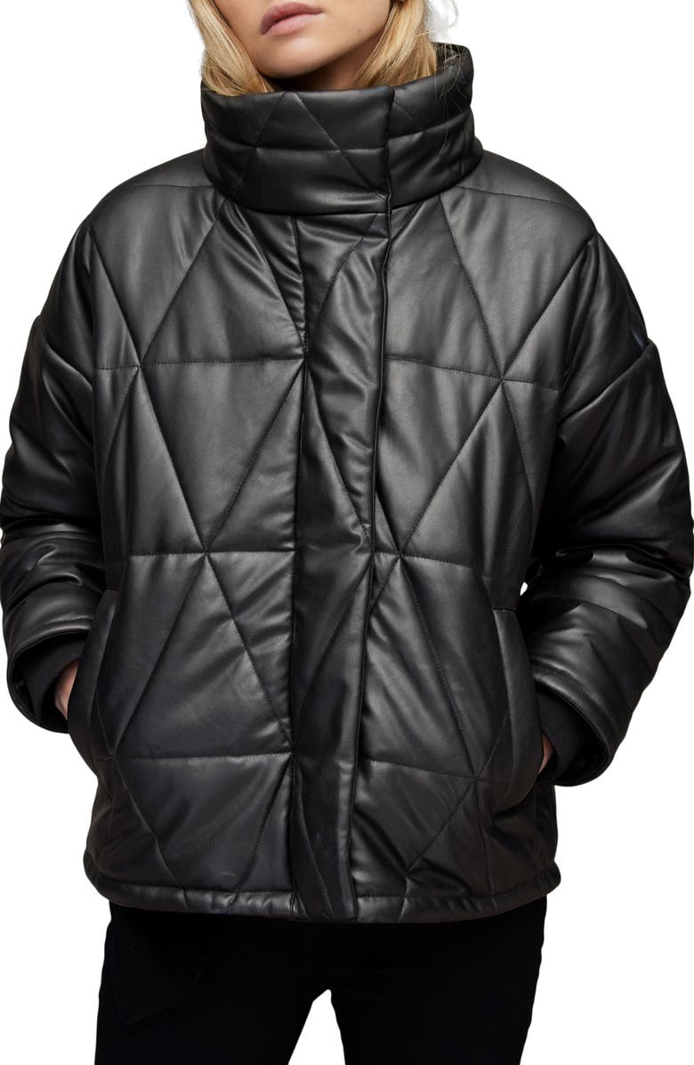 AllSaints Bon Faux Leather Puffer Jacket, Main, color, 