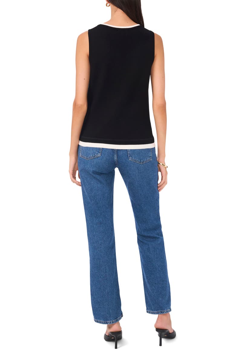Contrast Trim Sleeveless Sweater, Alternate, color, RICH BLACK