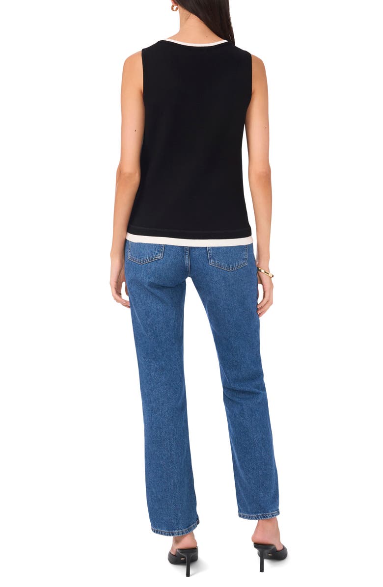 Vince Camuto Contrast Trim Sleeveless Sweater, Alternate, color,