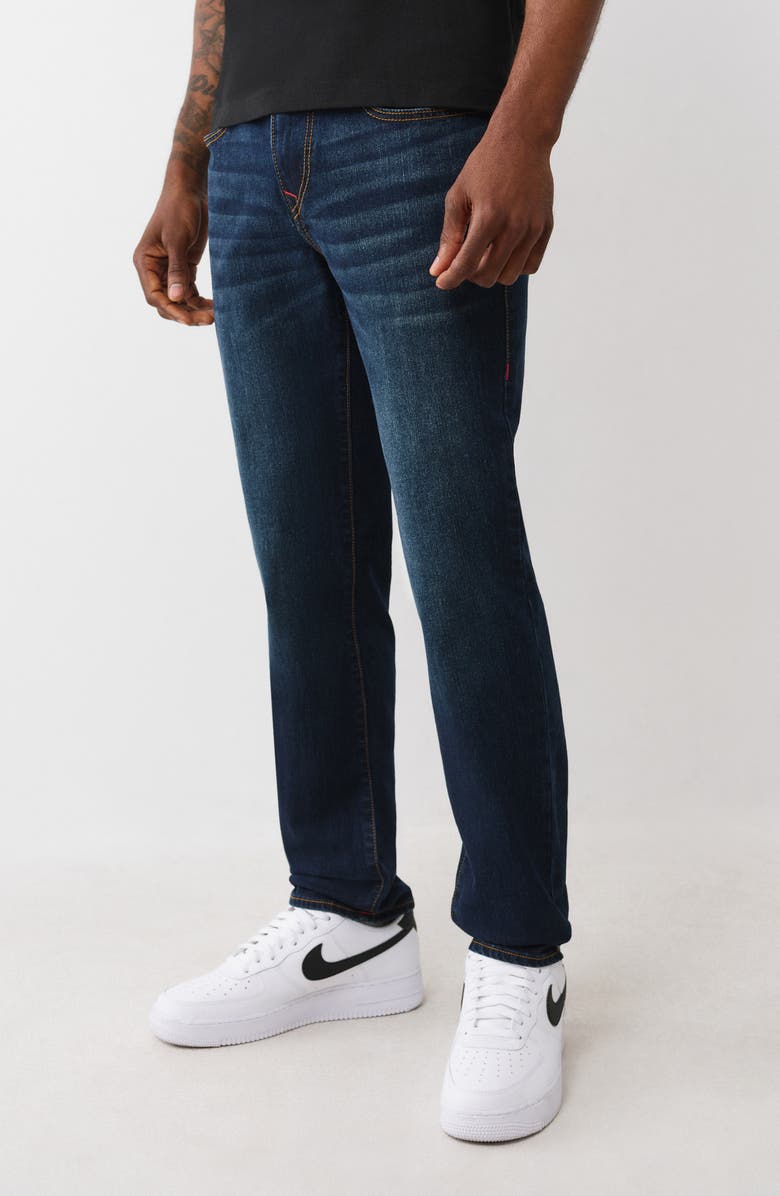 True Religion Geno Slim Leg Jeans, Alternate, color, Dark Mahogany Wood Wash