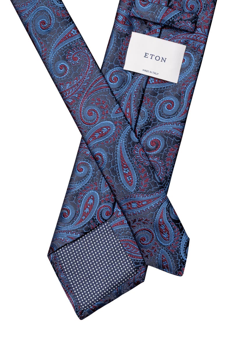 Eton Paisley Silk Tie, Alternate, color, Navy