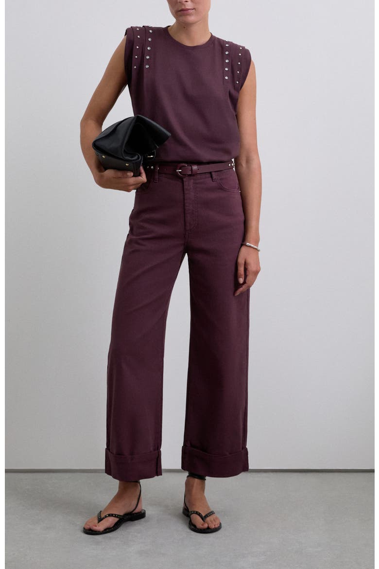 Folded Denim Pant, Alternate, color, Purple