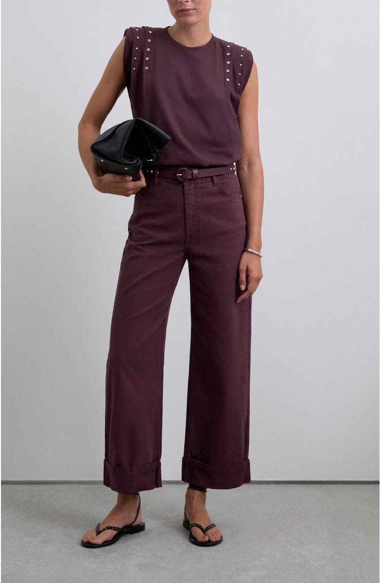 Scalpers Jewellpleats Tee, Alternate, color, Burgundy