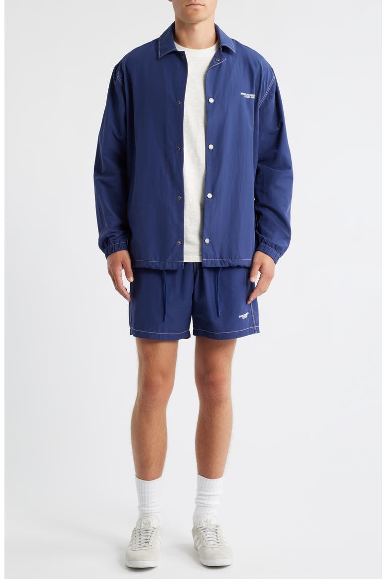Loose Fit Cotton & Nylon Snap-Up Jacket, Alternate, color, MEDIEVAL BLUE