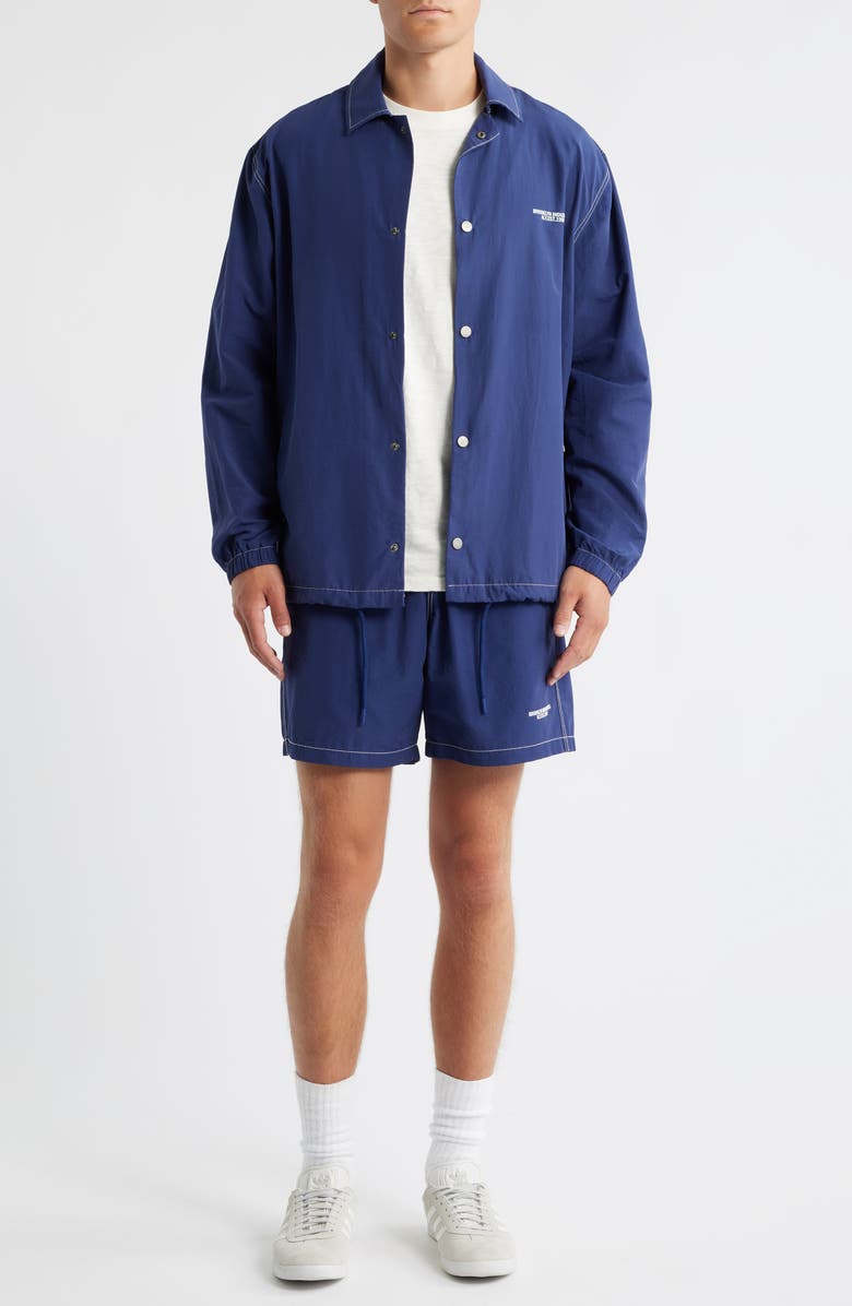 Brooklyn Industries Elastic Waist Cotton & Nylon Shorts, Alternate, color, Medieval Blue