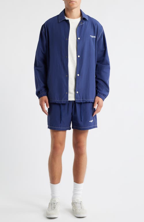 Brooklyn Industries Elastic Waist Cotton & Nylon Shorts In Blue