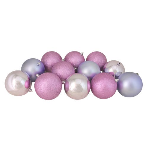 Northlight 12ct Purple Shatterproof 4-finish Christmas Ball Ornaments 4" In Purple