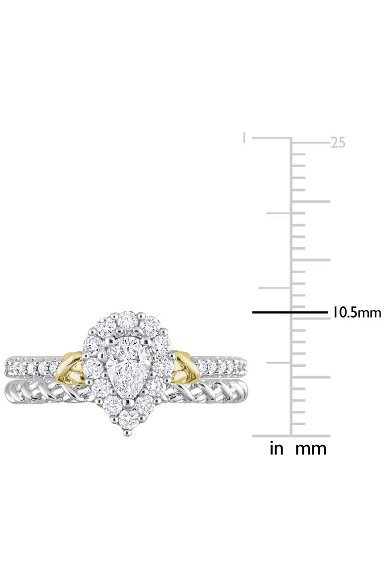 Diamond Pear Halo Bridal Ring Set 14k, Alternate, color, 14K Two-Tone Gold