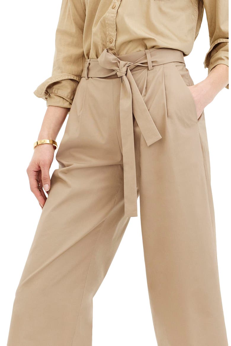 Wide Leg Stretch Cotton Poplin Crop Pants, Alternate, color, DUSTY KHAKI