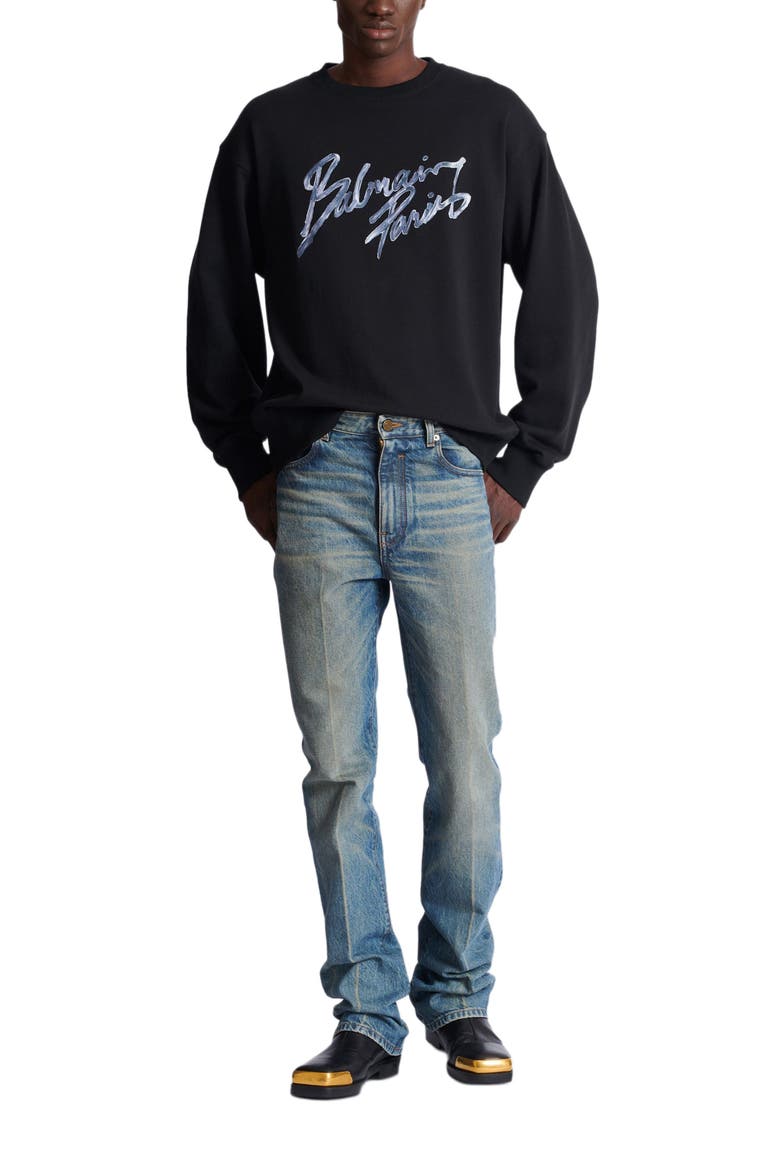 Printed cotton sweatshirt, Alternate, color, black