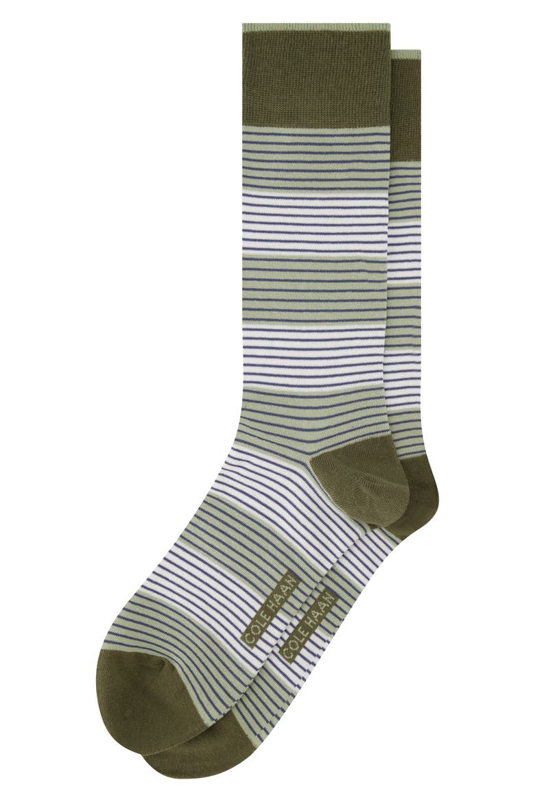 Stripe Dress Socks, Main, color, GREEN