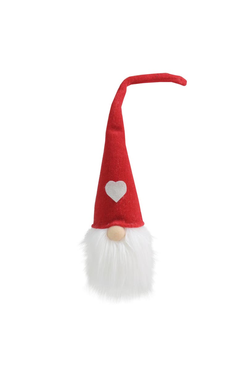 Northlight Gnome Head with Heart Hat Christmas Decoration - 21.5" - Red and White, Main, color, Red