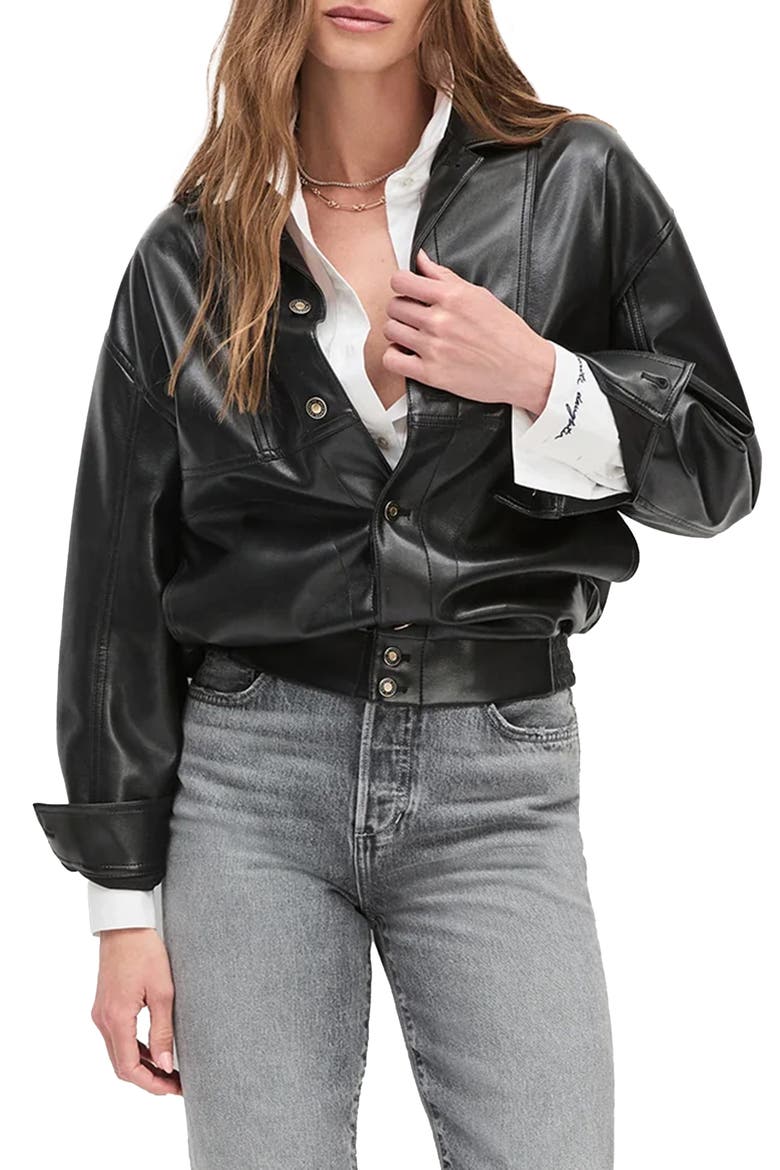 The Beacon Faux Leather Jacket, Main, color, RAVEN