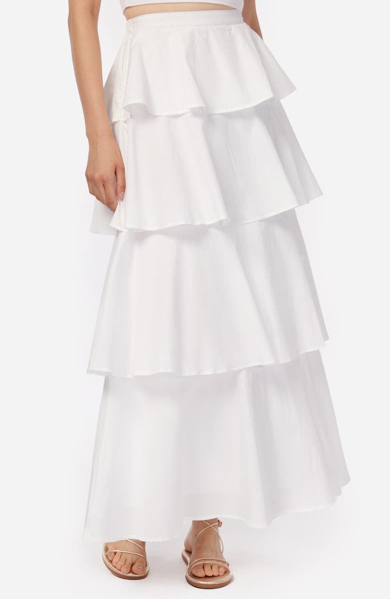 CAMI NYC Terra Tiered Cotton Poplin Maxi Skirt, Alternate, color,
