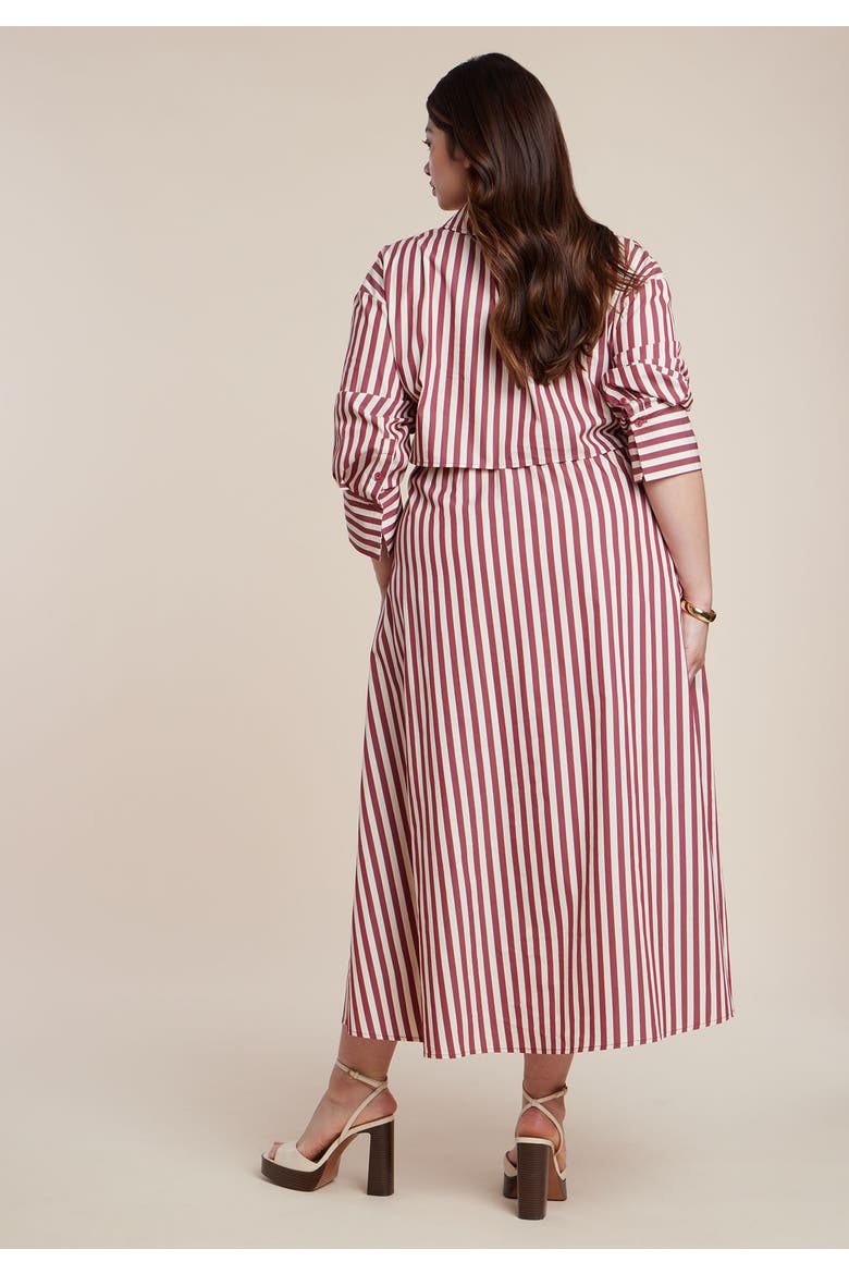 Cinch Detail Poplin Midi Dress, Alternate, color, MADDER ROOT
