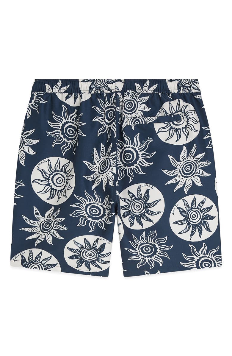 Scotch & Soda Print Swim Trunks, Alternate, color, Suns Captains Blue