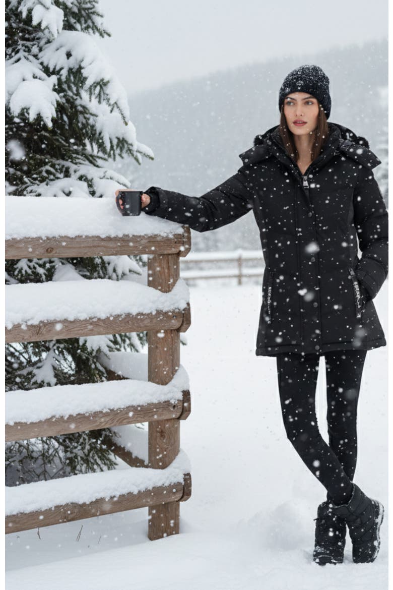 Women's Hooded Puffer Jacket, Alternate, color, Black