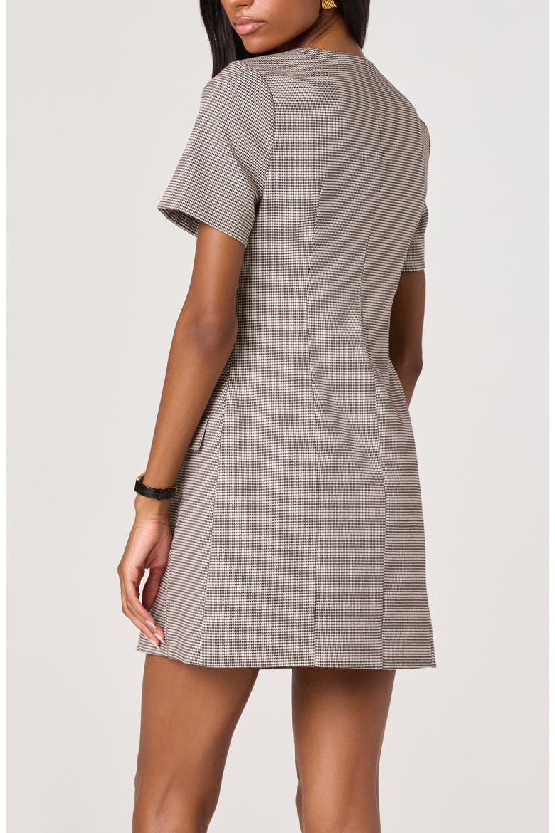 Houndstooth Short Sleeve Button-Up Minidress, Alternate, color, BLACK BROWN HOUNDSTOOTH