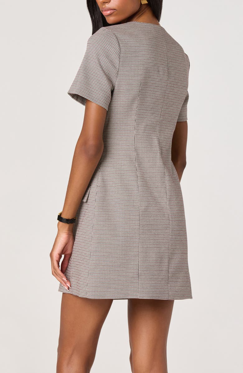 ASTR the Label Houndstooth Short Sleeve Button-Up Minidress, Alternate, color, Black Brown Houndstooth
