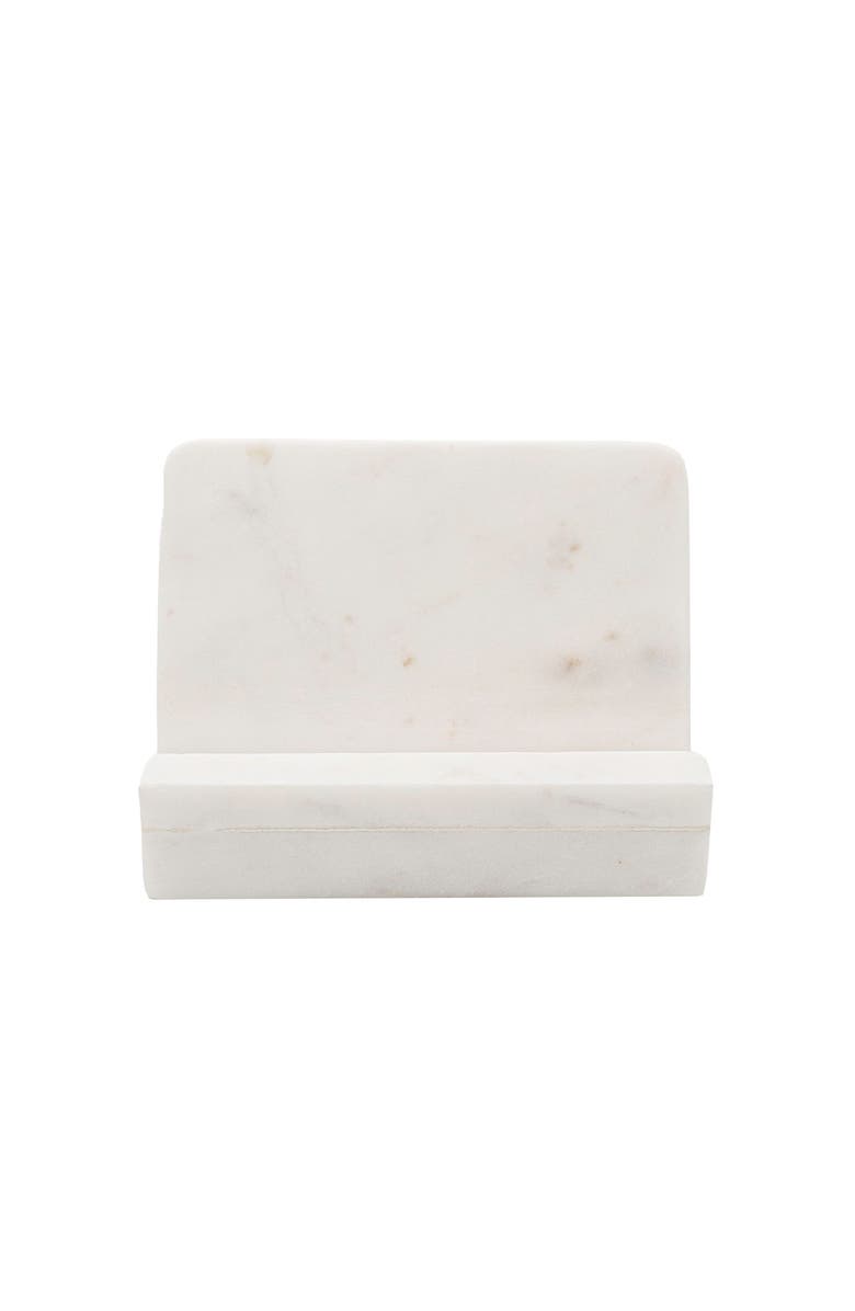 Foreside Home and Garden 7.75" x 8.5" Kendal White Marble Premium Kitchen Cook Book Holder w/ Foam Feet, Main, color, White