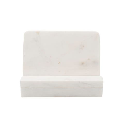 7.75" x 8.5" Kendal White Marble Premium Kitchen Cook Book Holder w/ Foam Feet