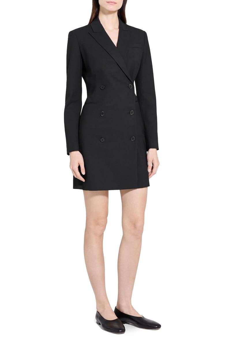 Theory Double Breasted Stretch Wool Blazer Dress, Alternate, color, 
