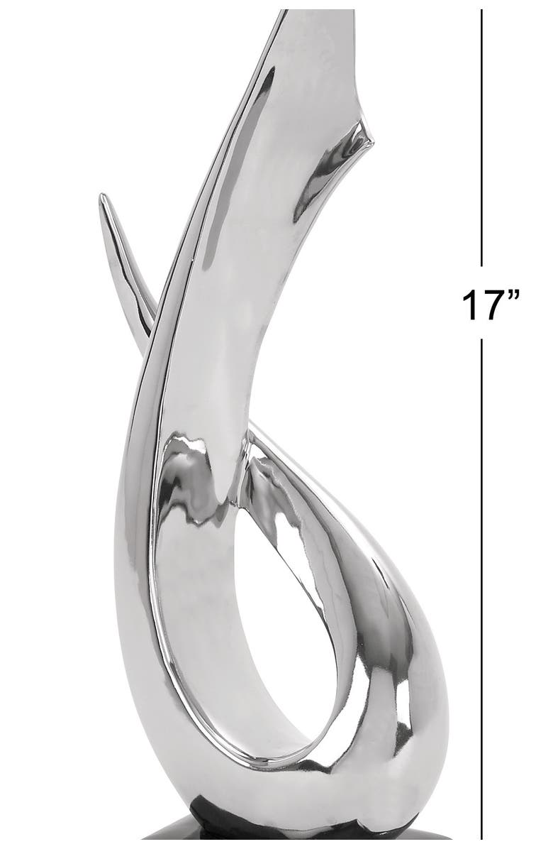 WILLOW ROW Silvertone Porcelain Abstract Sculpture with Black Base, Alternate, color, Silver
