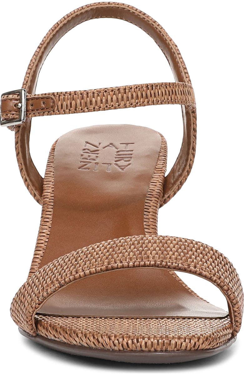 Naturalizer Bristol Block Heel Ankle Strap Sandal, Alternate, color, Walnut Brown Faux Raffia