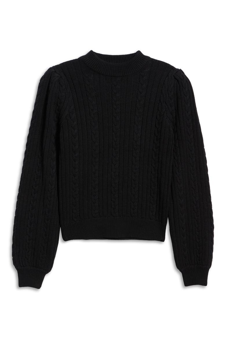 Wylander Cable Stitch Cotton Sweater, Alternate, color, BLACK