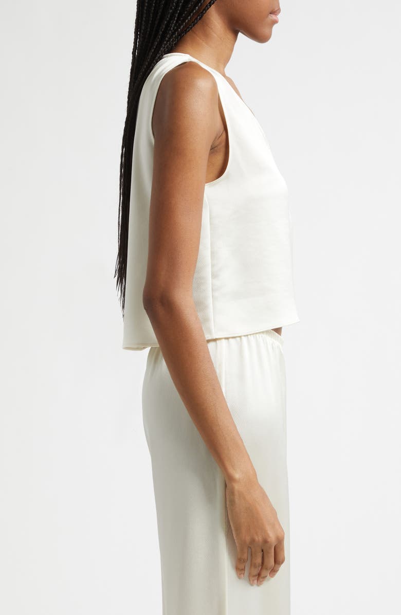 LESET Barb Sleeveless Crop Satin Top, Alternate, color, Creme