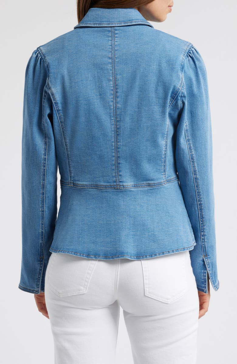 Wit & Wisdom Peplum Denim Jacket, Alternate, color, Light Blue