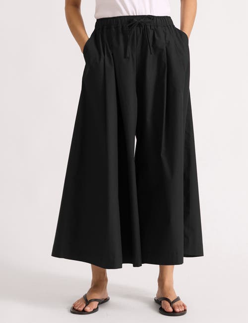 Albaray Cotton Super Wide Leg Culottes in Black at Nordstrom, Size 12