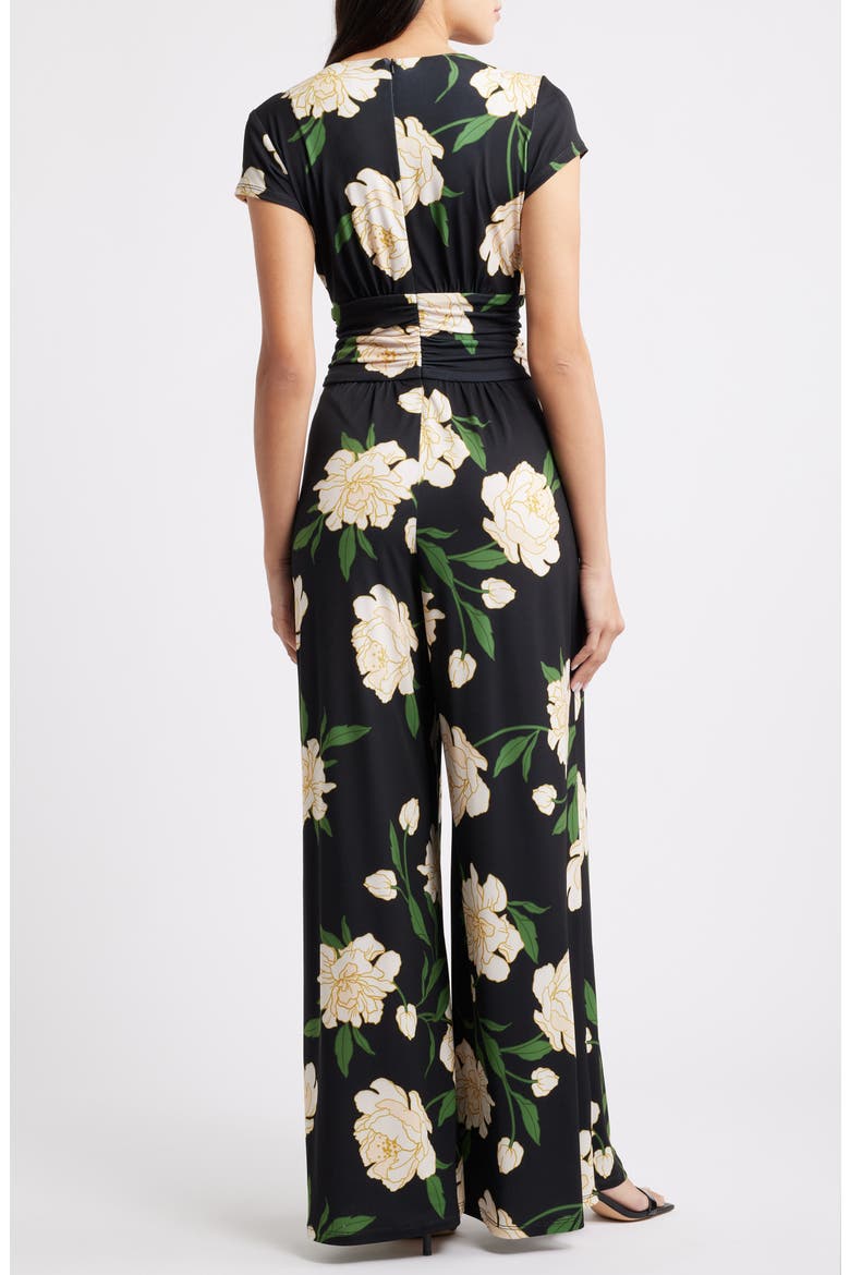 Floral Twist Front Wide Leg Jumpsuit, Alternate, color, BLACK MULTI