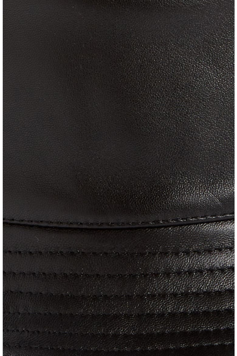 Logo Zip Leather Bucket Hat, Alternate, color, BLACK