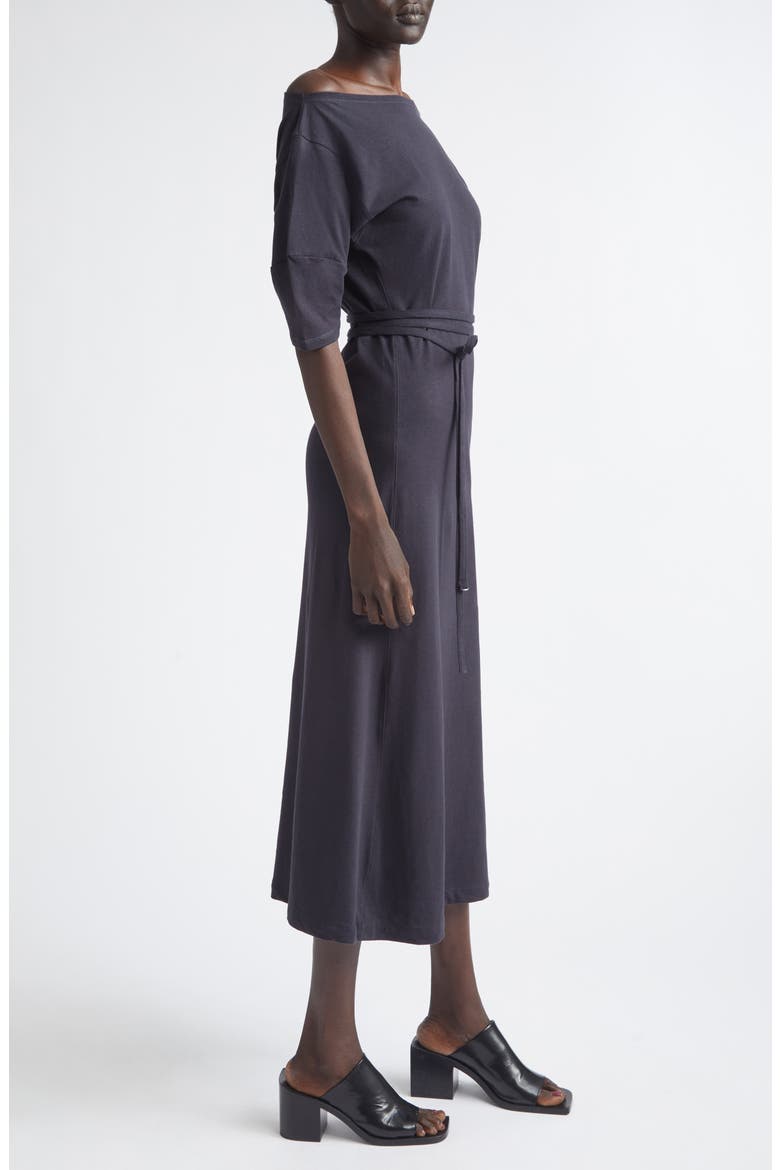 Off the Shoulder Cotton & Linen Jersey Midi Dress, Alternate, color, URCHIN