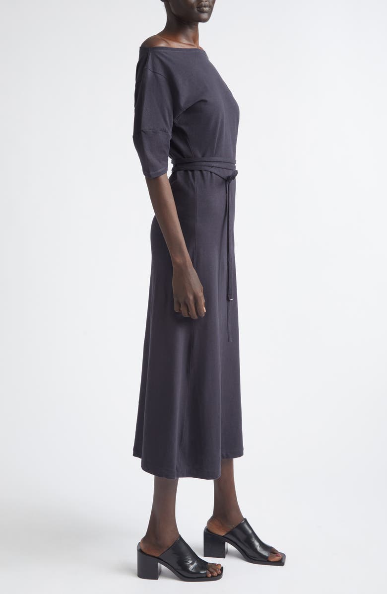 Lemaire Off the Shoulder Cotton & Linen Jersey Midi Dress, Alternate, color, Urchin