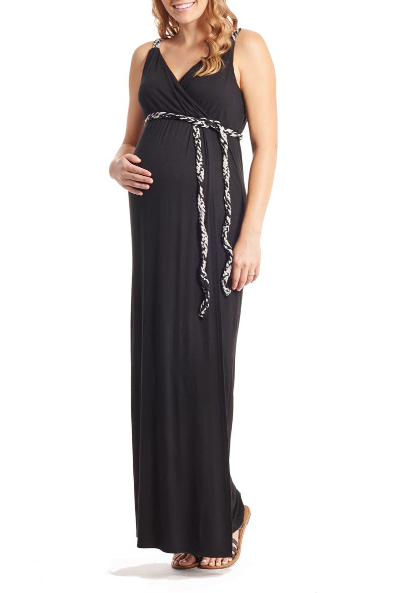 Sofia Maternity/Nursing Maxi Dress, Main, color, BLACK