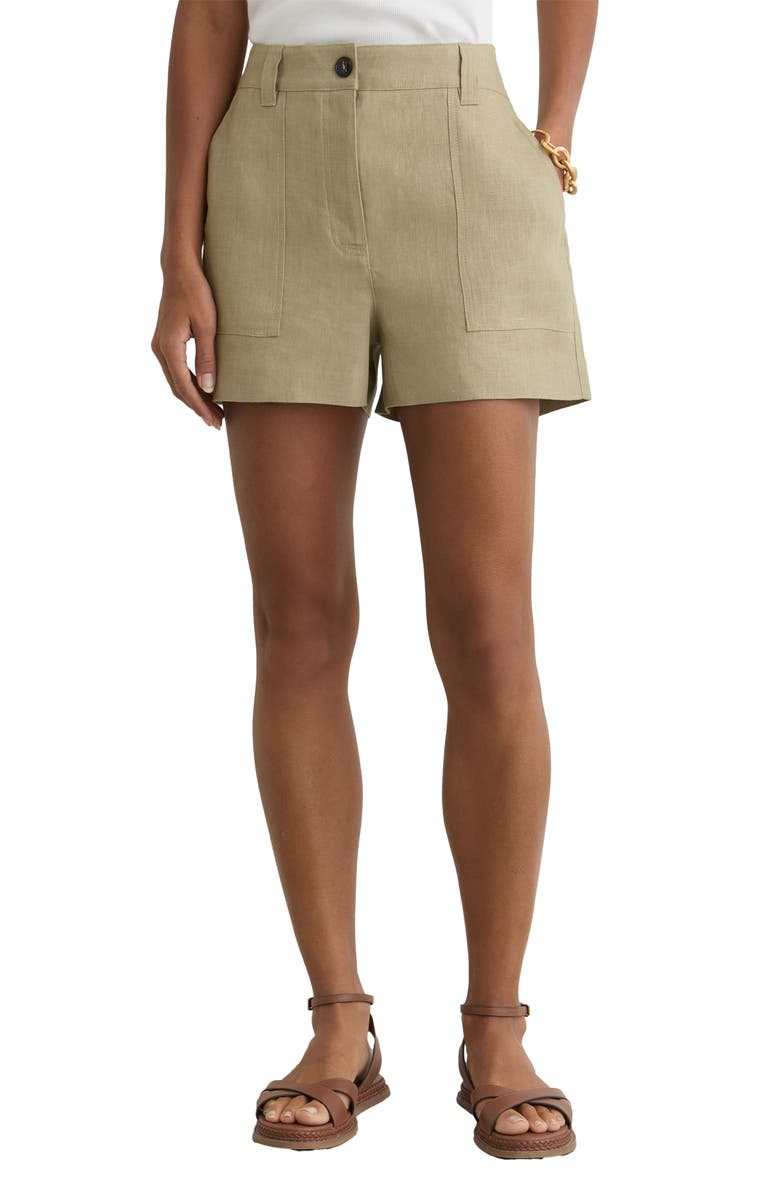 Reiss Ashby Linen Shorts, Main, color, Sage Green