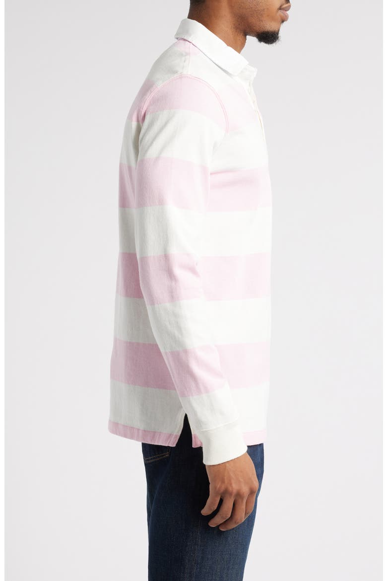 Classic Fit Stripe Long Sleeve Rugby Shirt, Alternate, color, PINK/WHITE HERITAGE ICONS BEAR