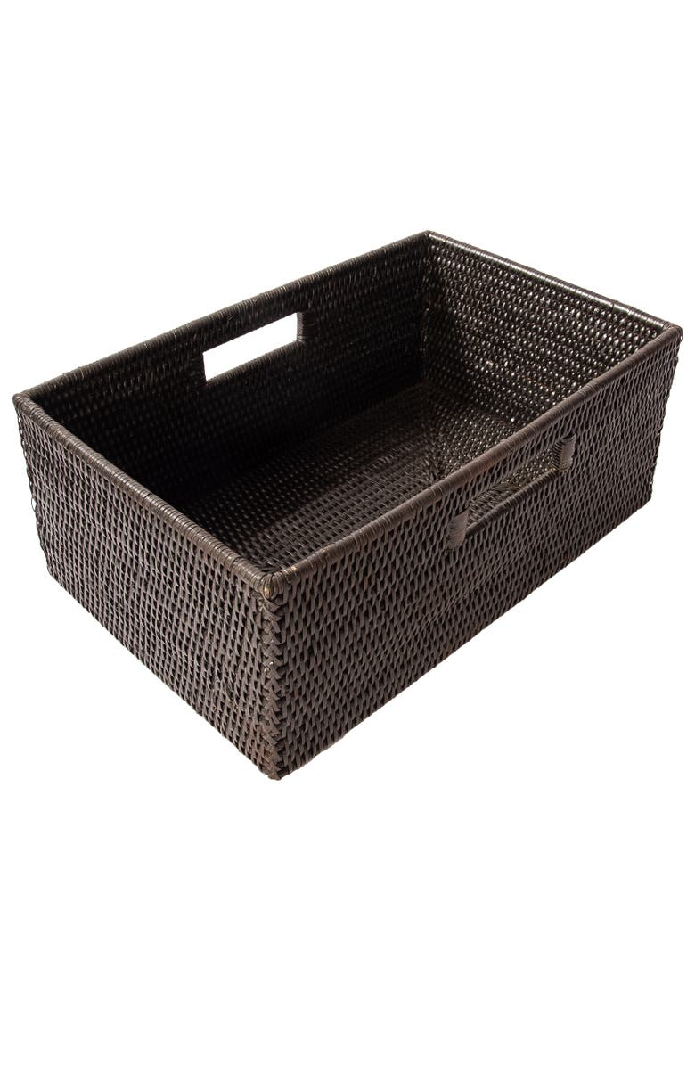Artifacts Trading Company<sup>™</sup> Artifacts Rattan Rectangular Shelf basket with Side handles, Main, color, Tudor Black