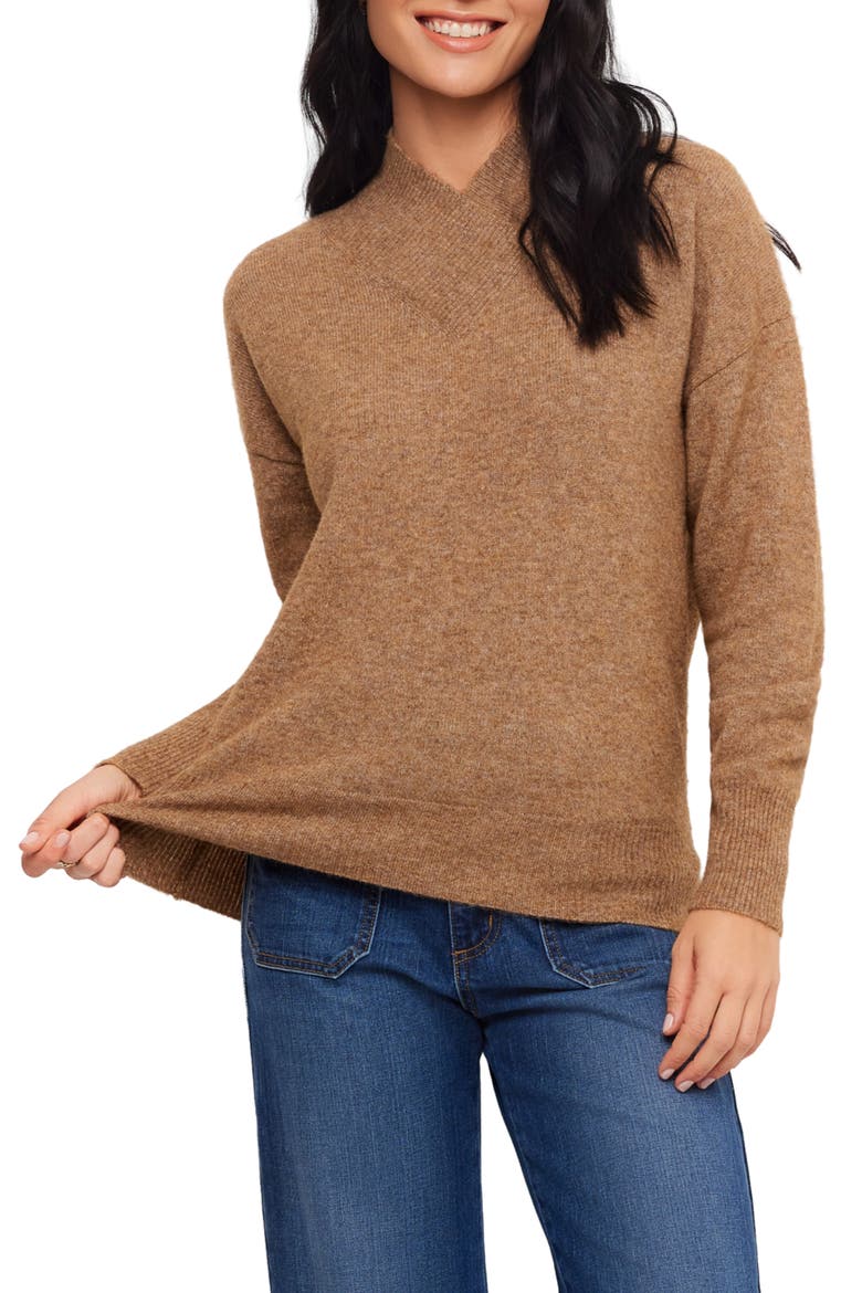 Crossover Shawl Collar Sweater, Main, color, CAMEL