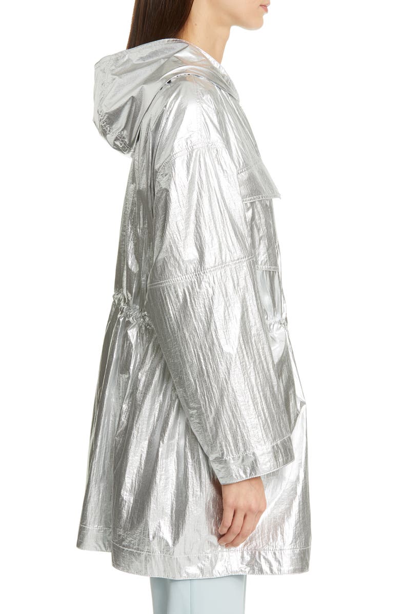 Stella McCartney Noelia Logo Tape Metallic Hooded Parka, Alternate, color, 