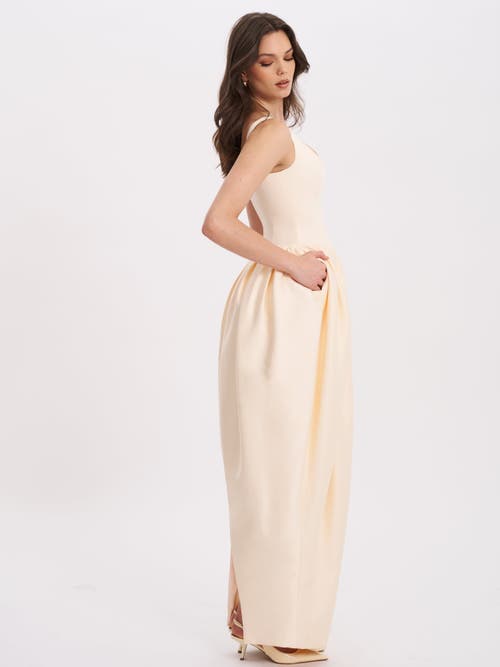 Miss Circle Udana Drop Waist Tulip Gown In Brown