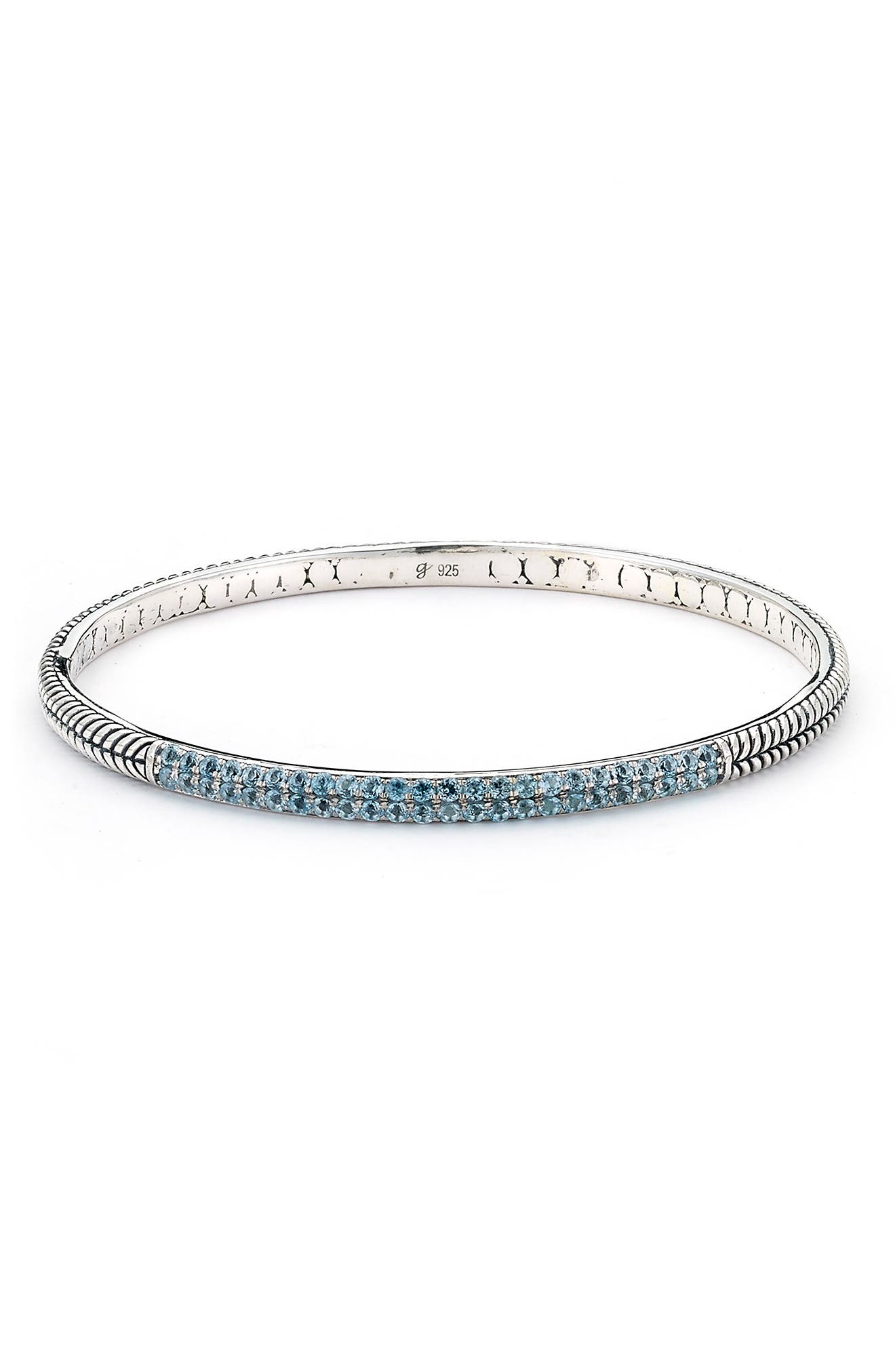 Sterling Silver Blue Topaz Pav	 Bangle