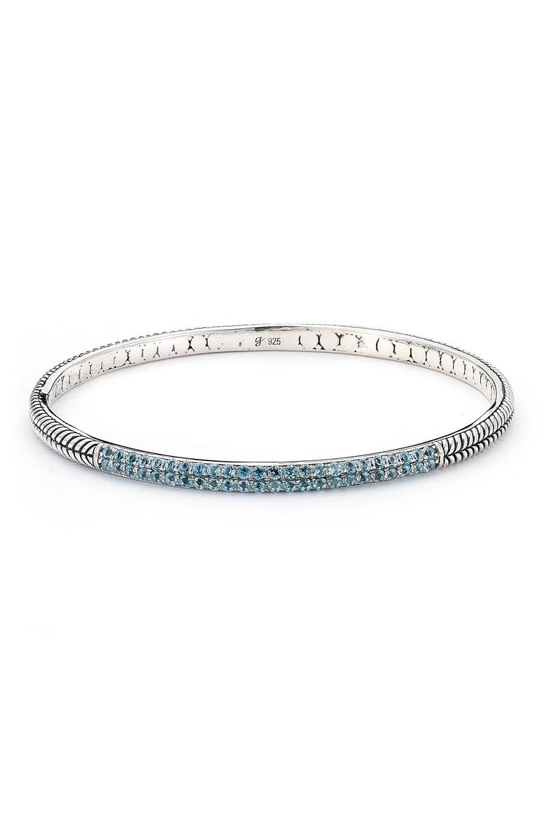 Sterling Silver Blue Topaz Pav	 Bangle, Main, color, BLUE