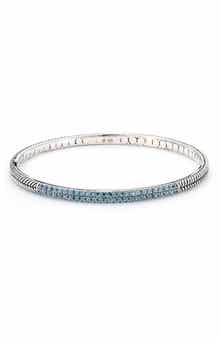Sterling Silver Blue Topaz Pav Bangle