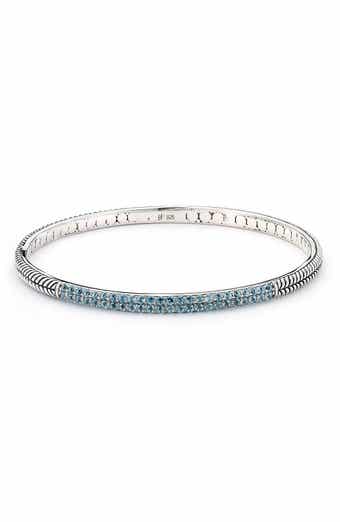 Sterling Silver Blue Topaz Pav Bangle