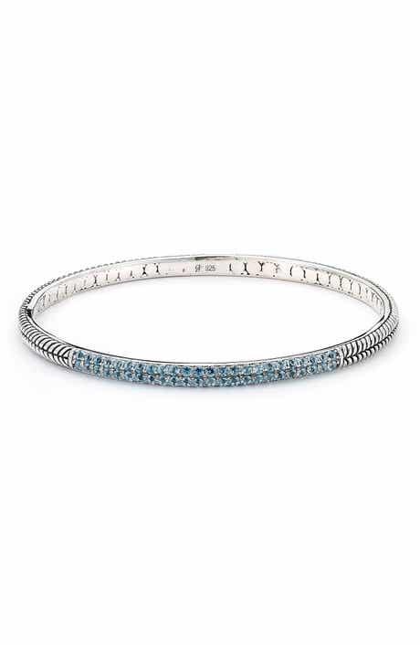 Sterling Silver Blue Topaz Pav Bangle