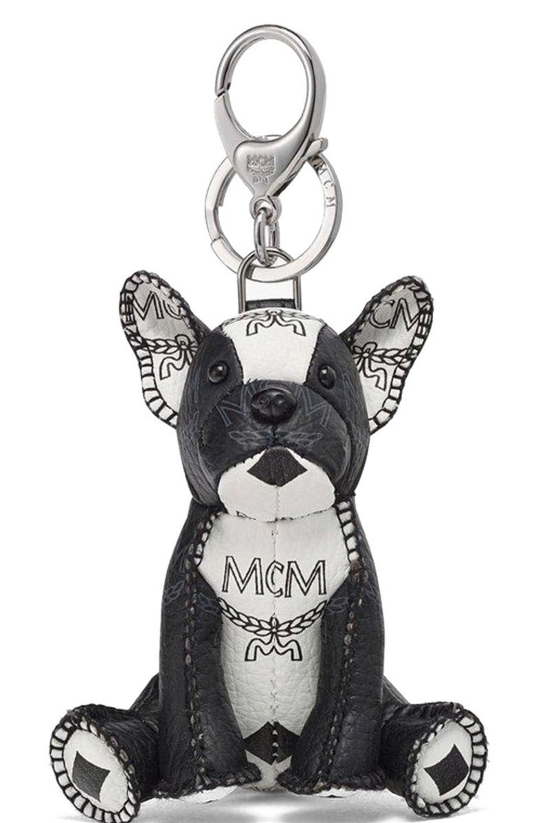 MCM Aren French Bulldog Charm in Visetos, Main, color, 